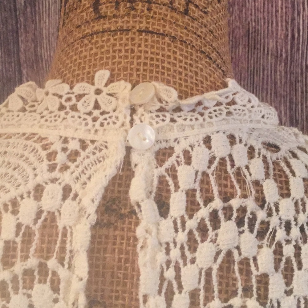 NWT Entro Cream Crochet & Swiss Dot Dress Size L - Picture 5 of 7